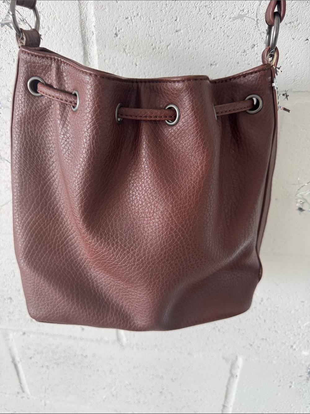 Boho Leather Bucket Bag - Dark Brown Tassel Crossbody - Picture 7 of 8